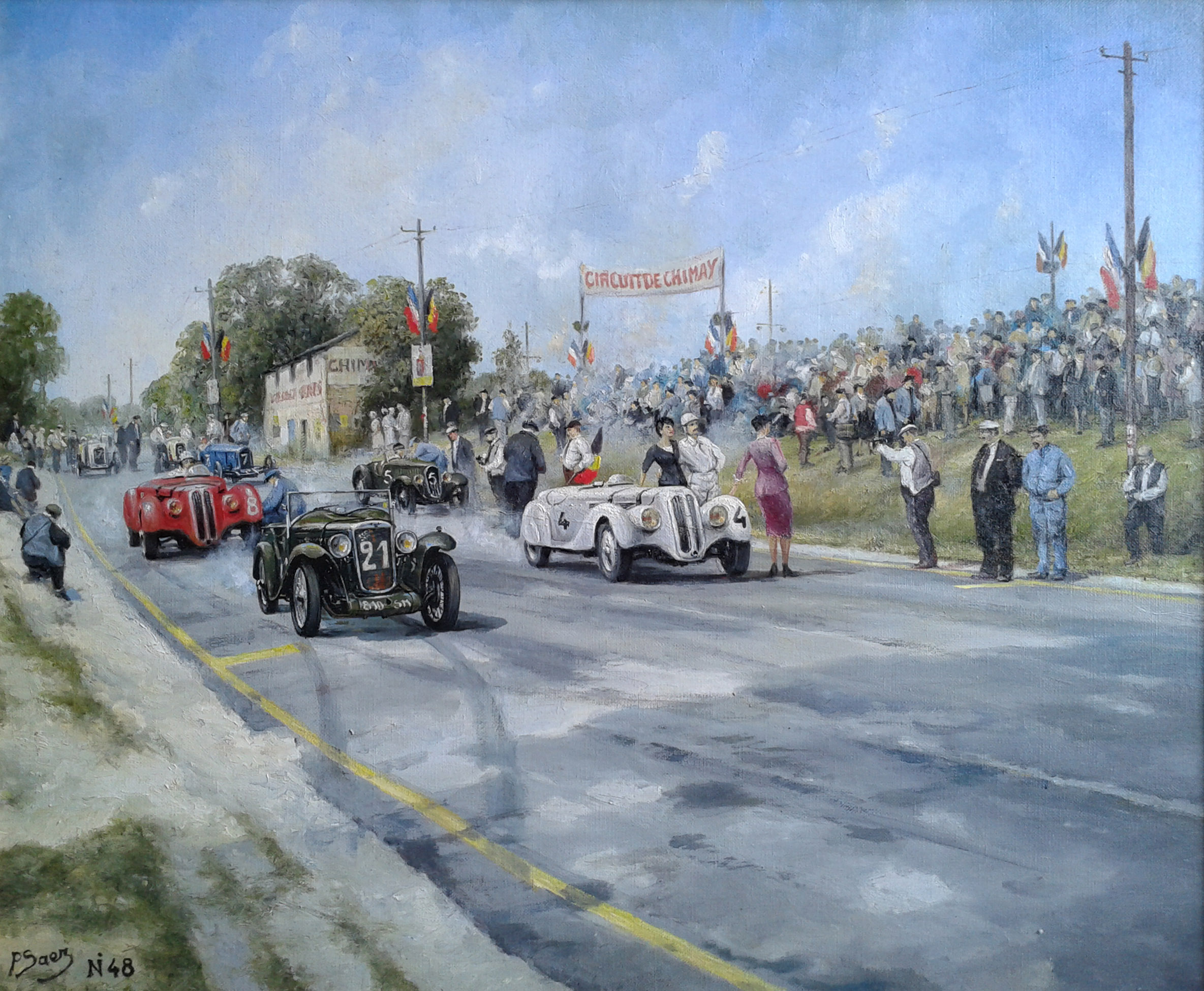 peinture à l'huile Chimay - 14è Grand Prix des Frontières - Mai 1939     N. 48