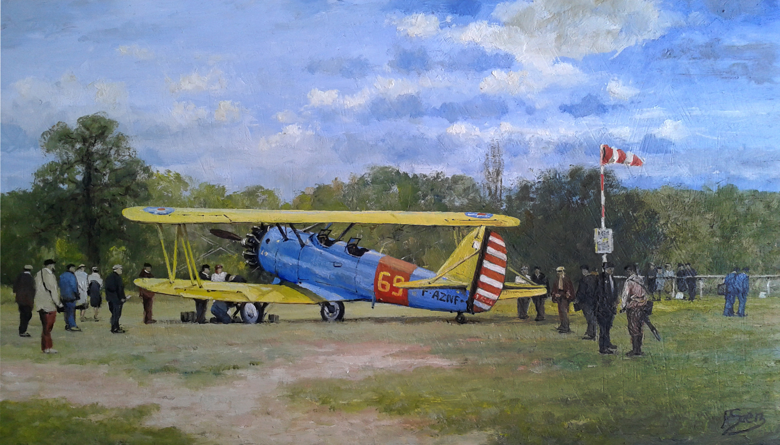 peinture à l'huile Boeing -PT 17   -   1941