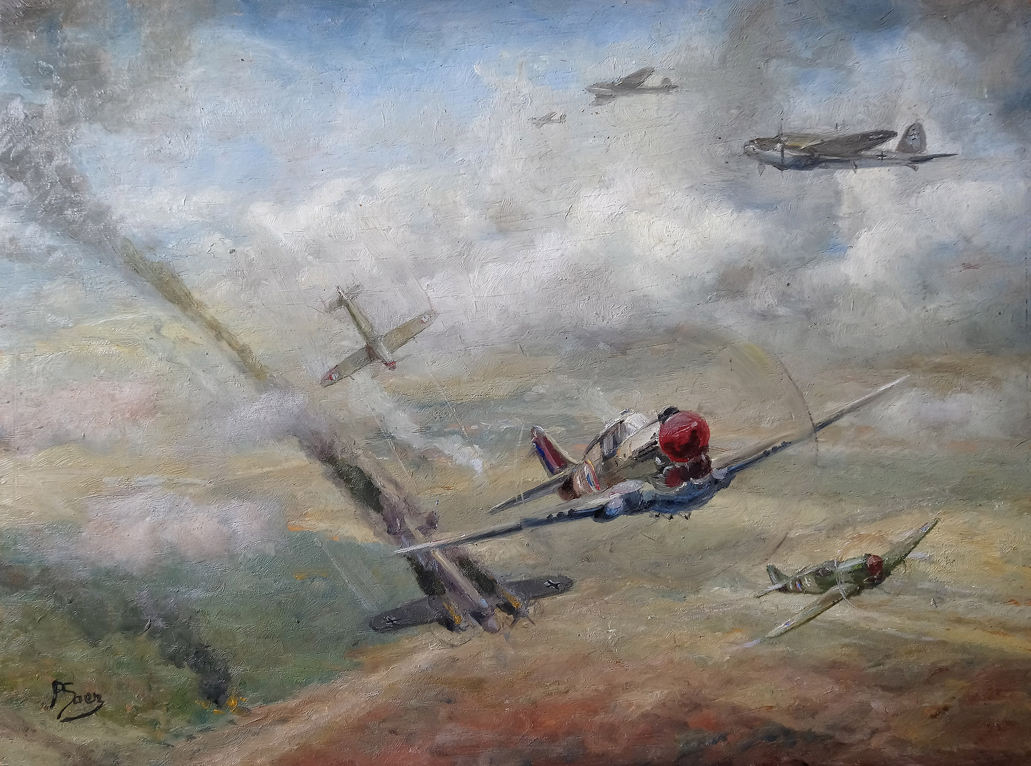peinture à l'huile Bataille aérienne