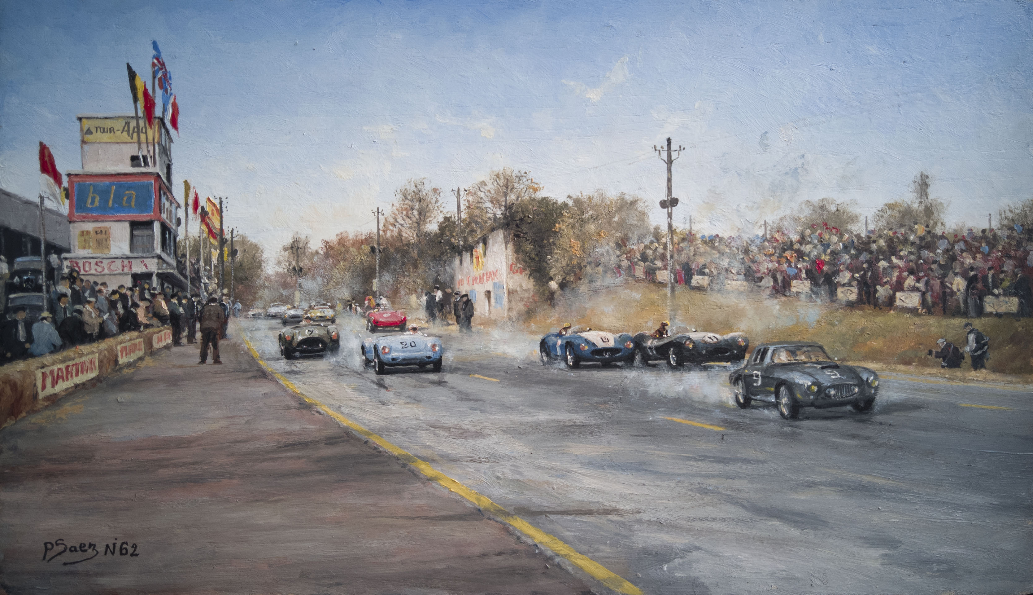 peinture à l'huile Circuit de Chimay N.62 - 1956, 26è Grand Prix des Frontières