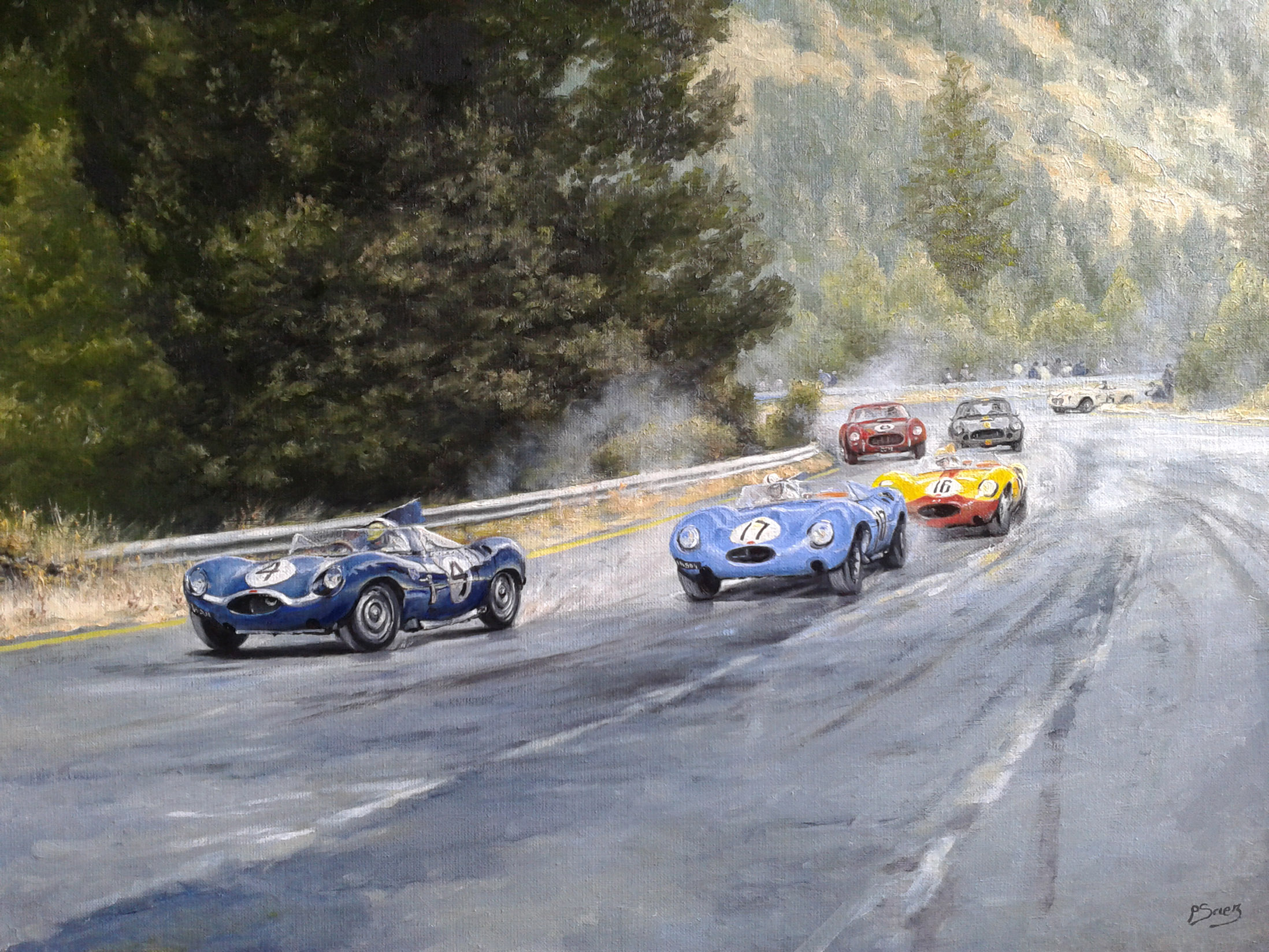 peinture à l'huile Course automobiles de montagne  N. 63 - 1957