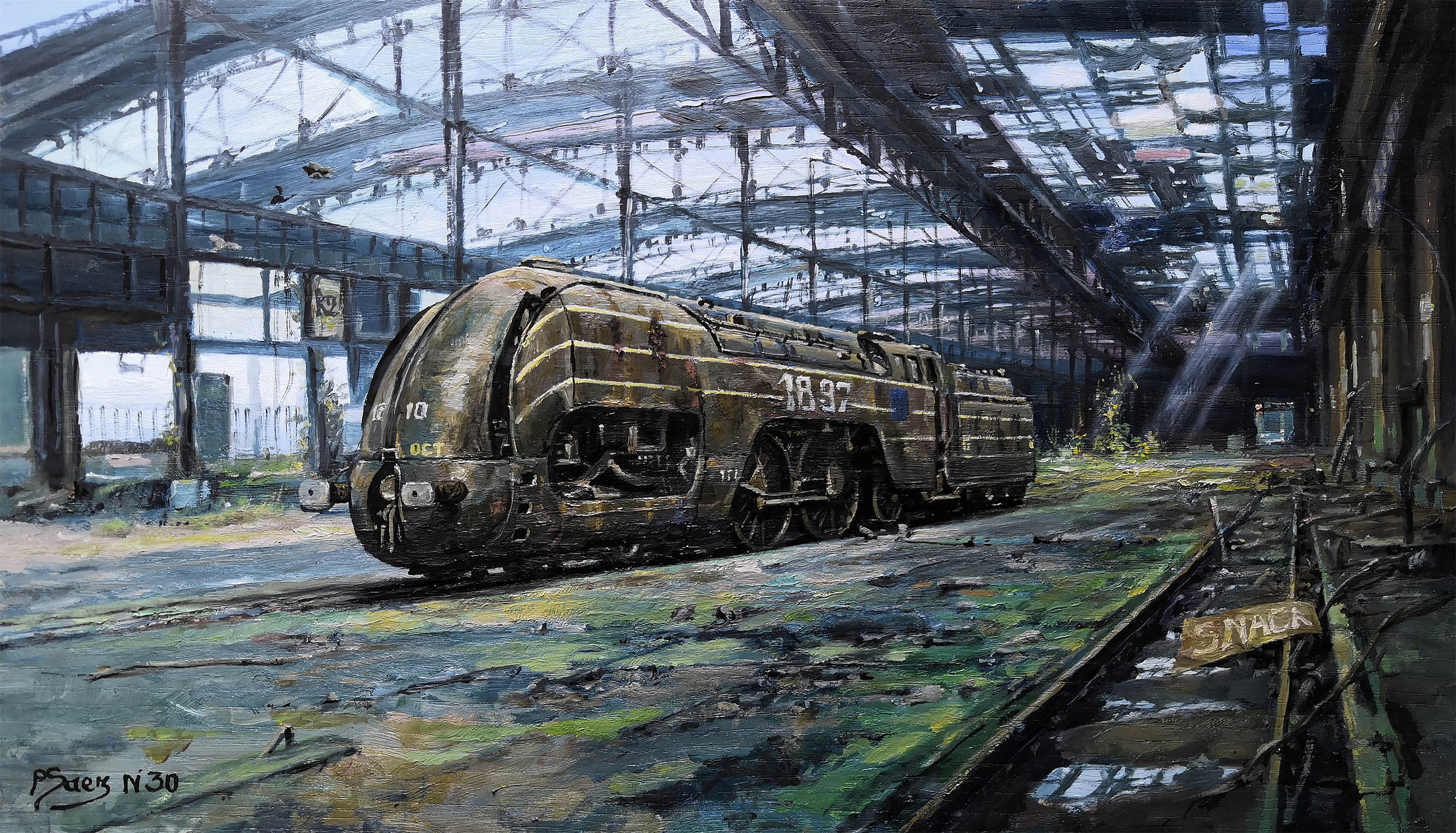 peinture à l'huile Locomotive World  de 1910  N.30