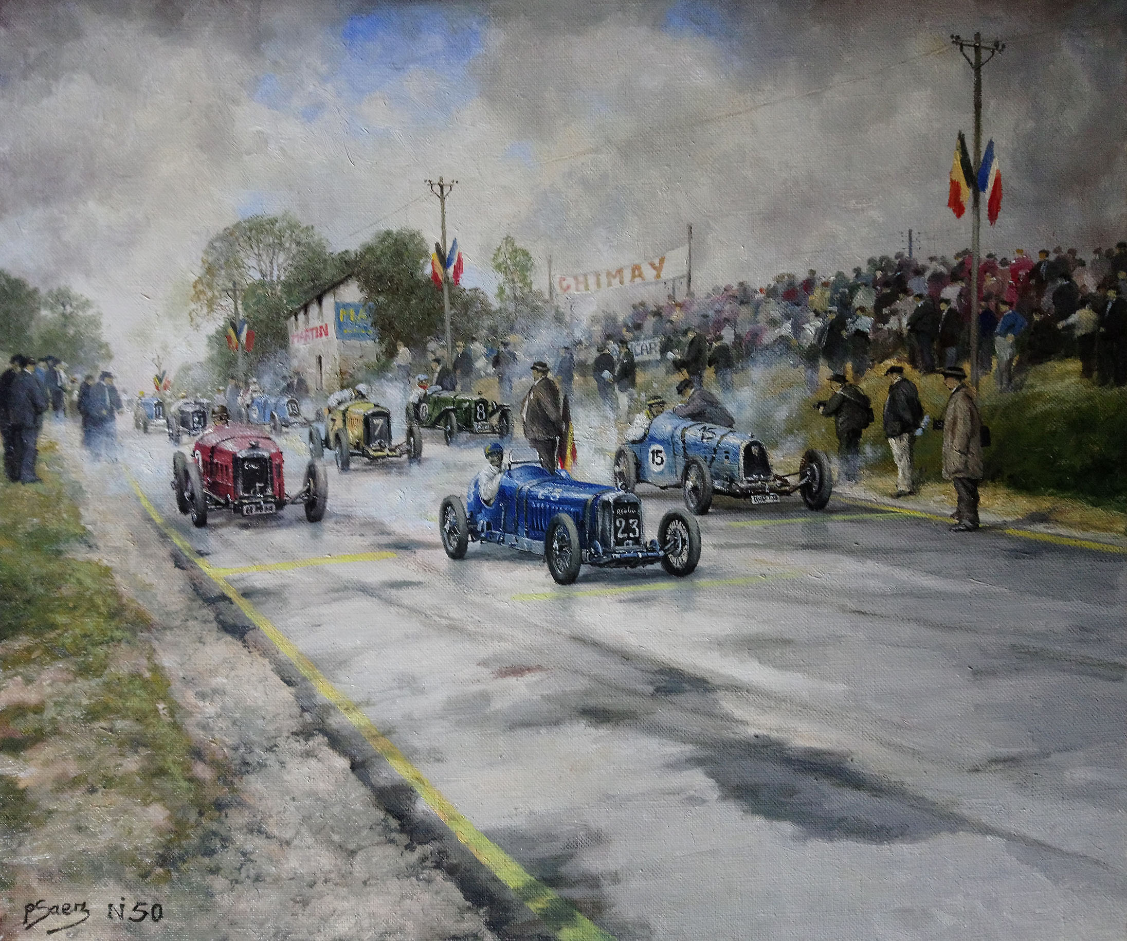 peinture à l'huile Départ de course 29 mai 1927      N. 50