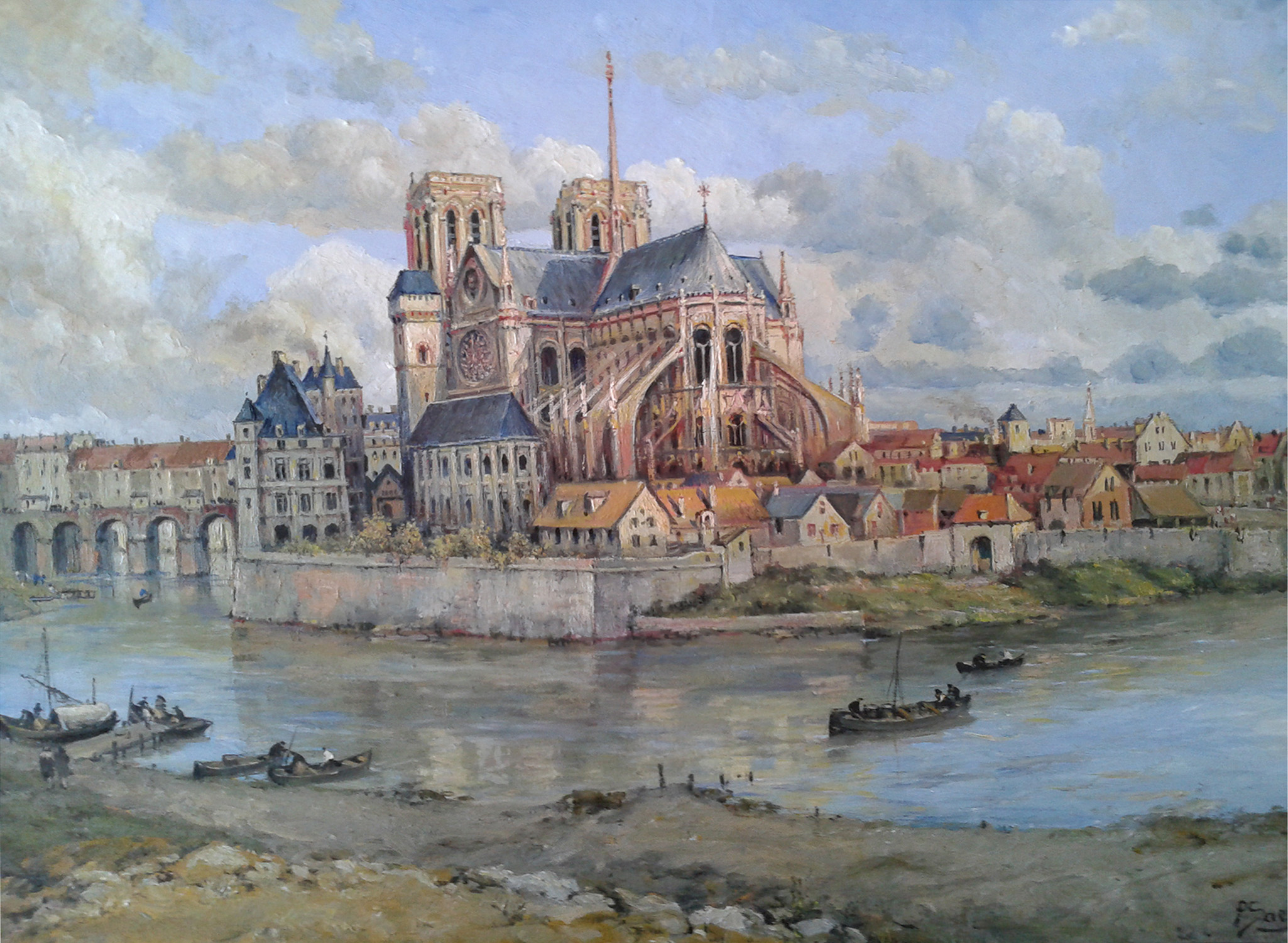 peinture à l'huile Notre-Dames de Paris