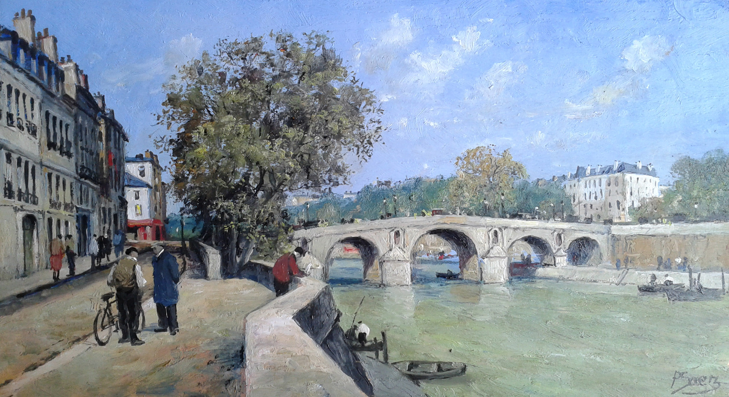 peinture à l'huile Le pont Marie Paris