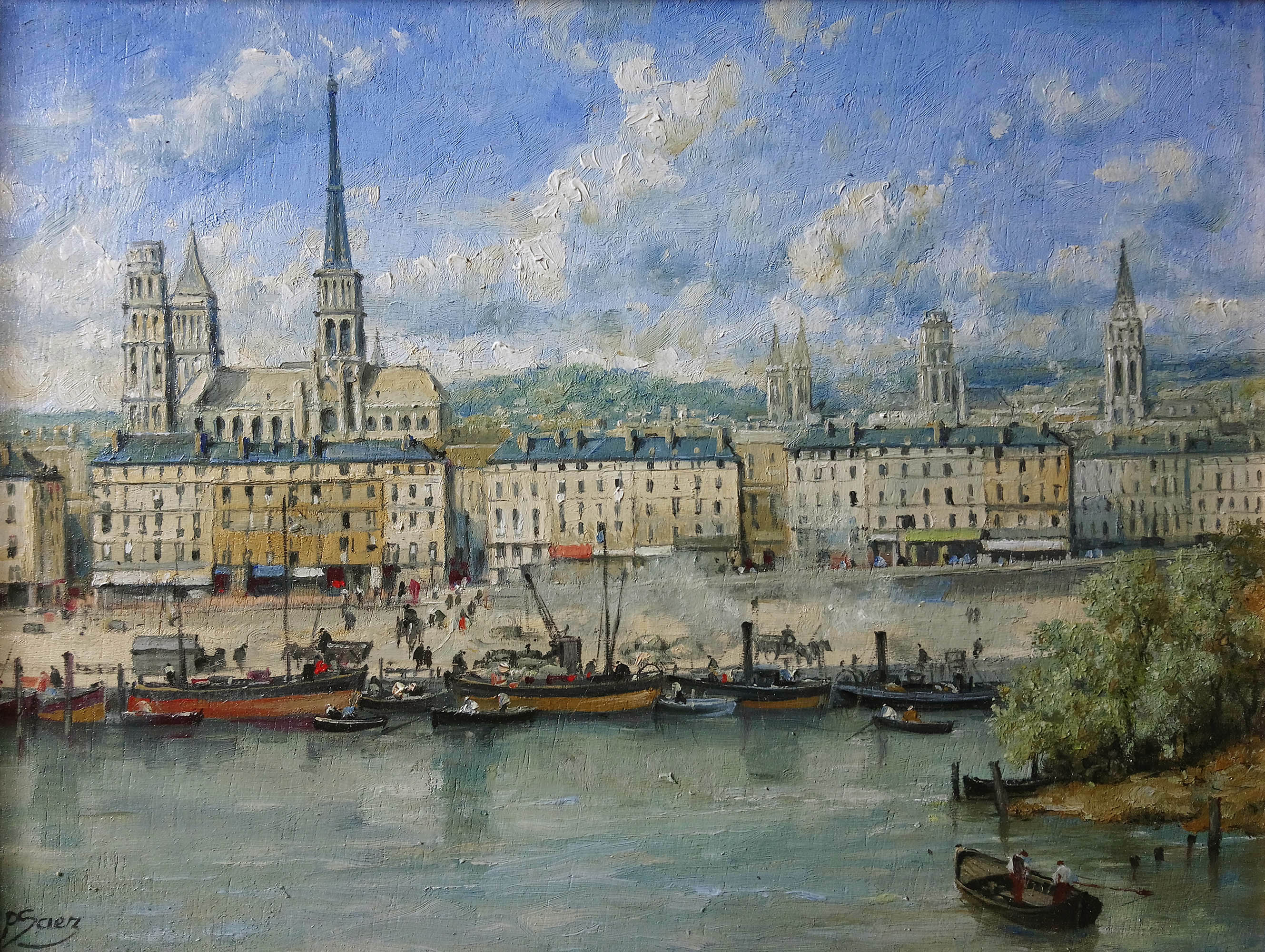 peinture à l'huile Quais de Seine à Rouen