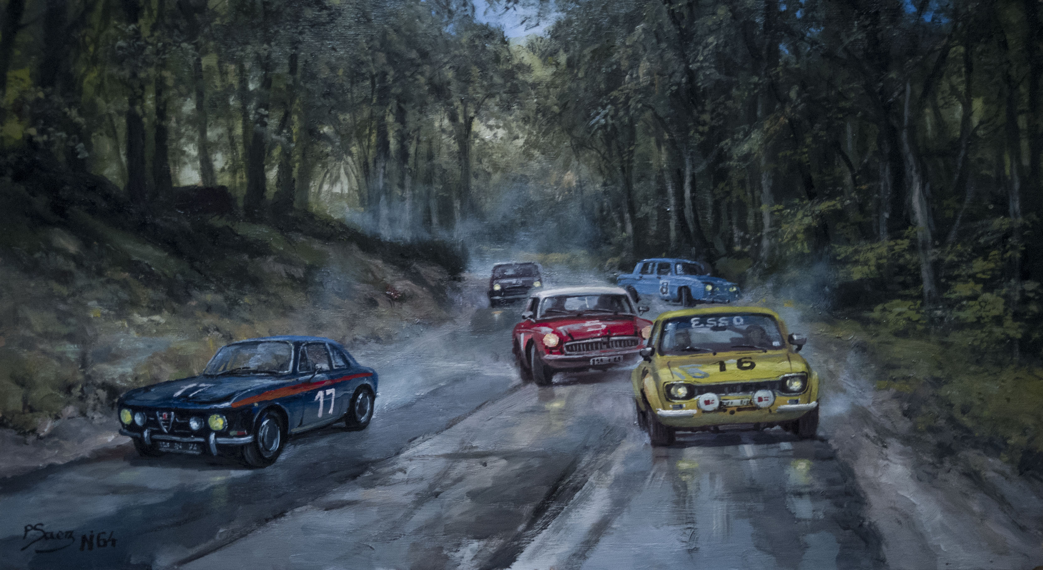 peinture à l'huile Rallye de montagne  N. 64    1972