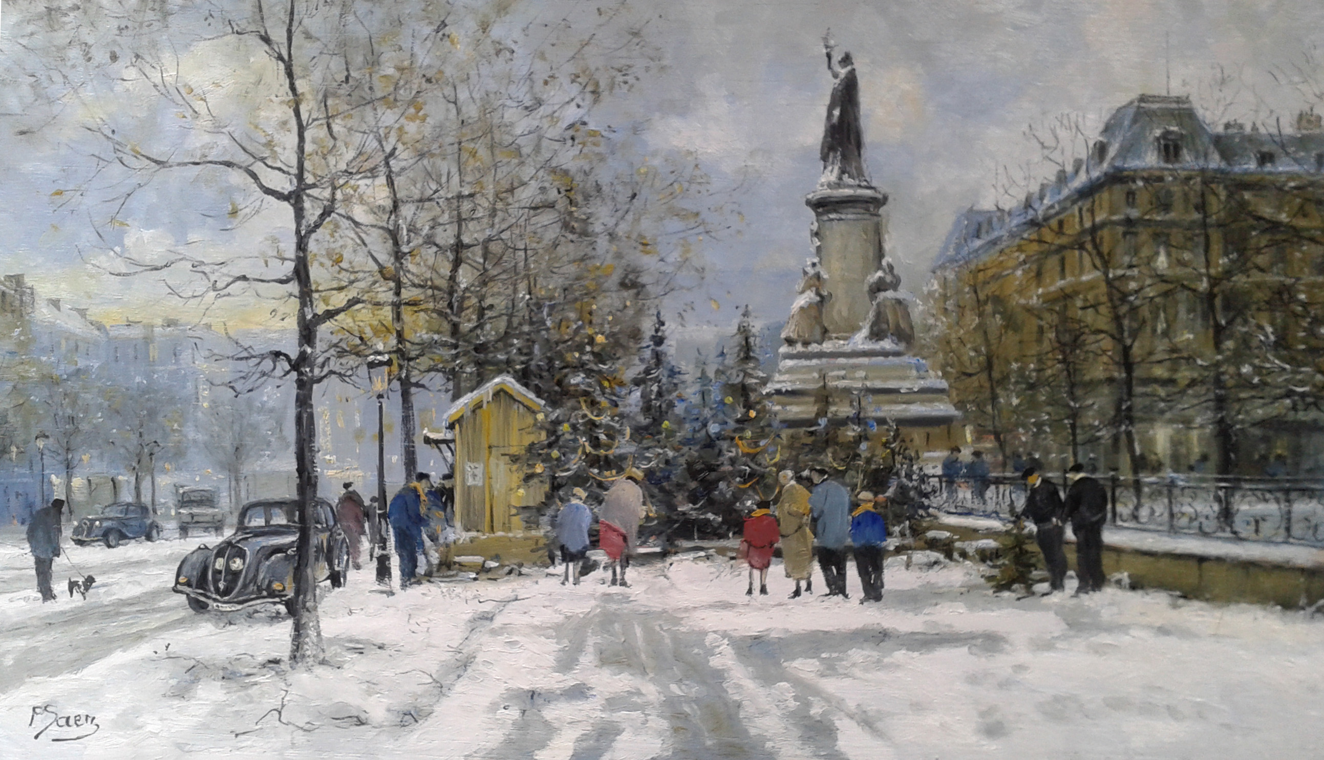 peinture à l'huile La République sous la neige