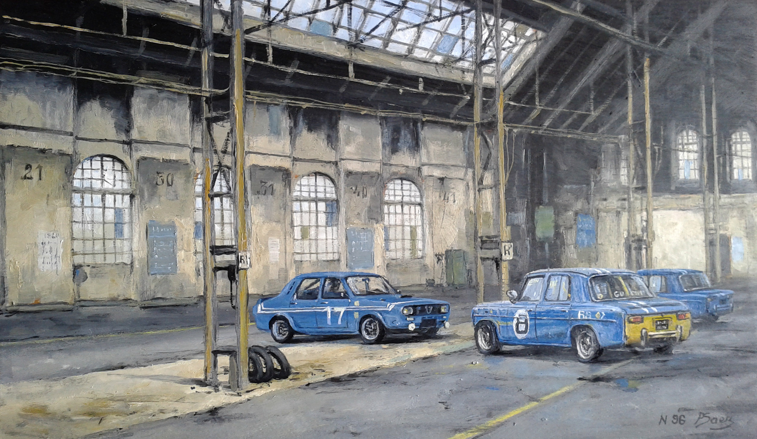 peinture à l'huile Le garage des Gordini  N.96